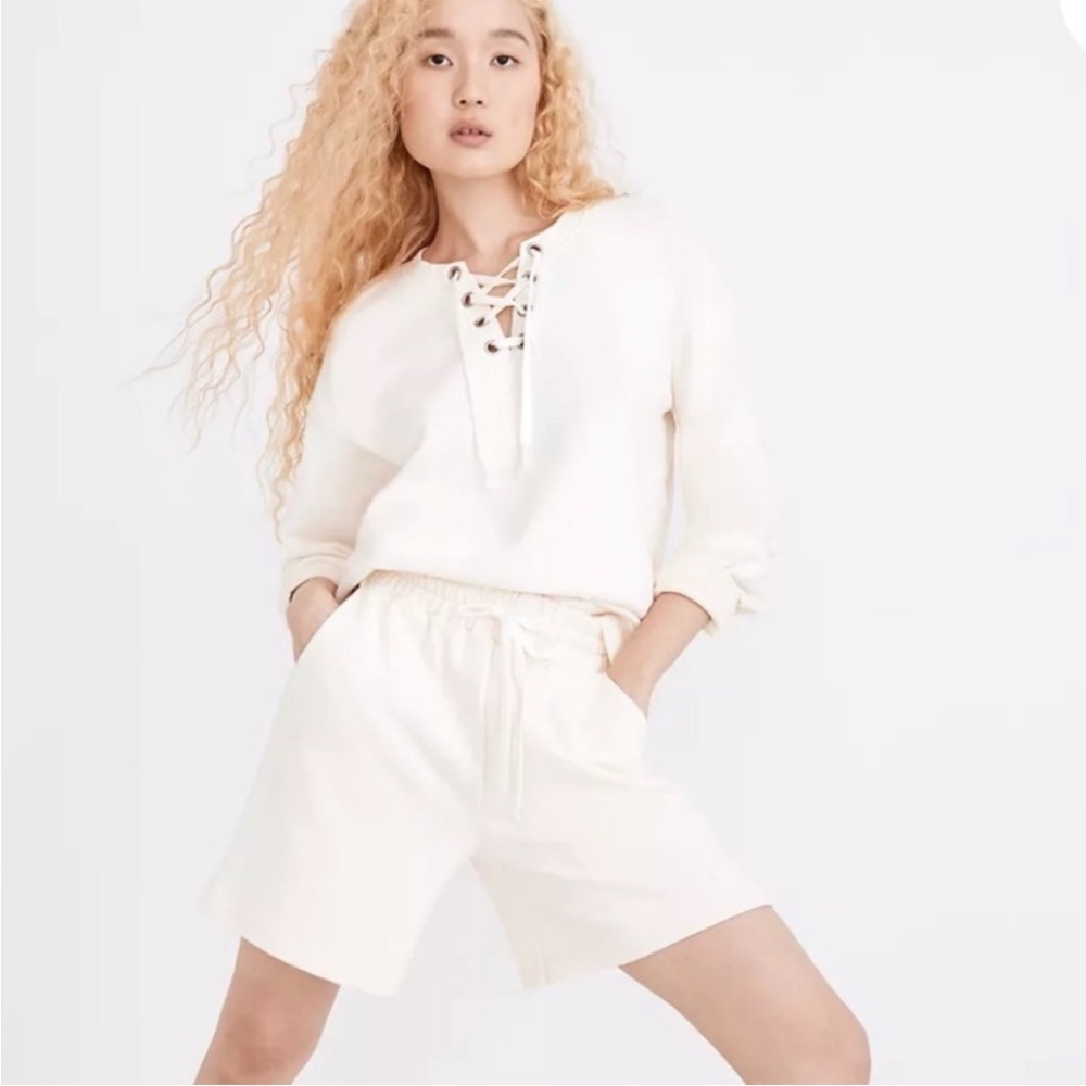Madewell Sweat Shorts High Rise Drawstring Waist White size M Loungewear